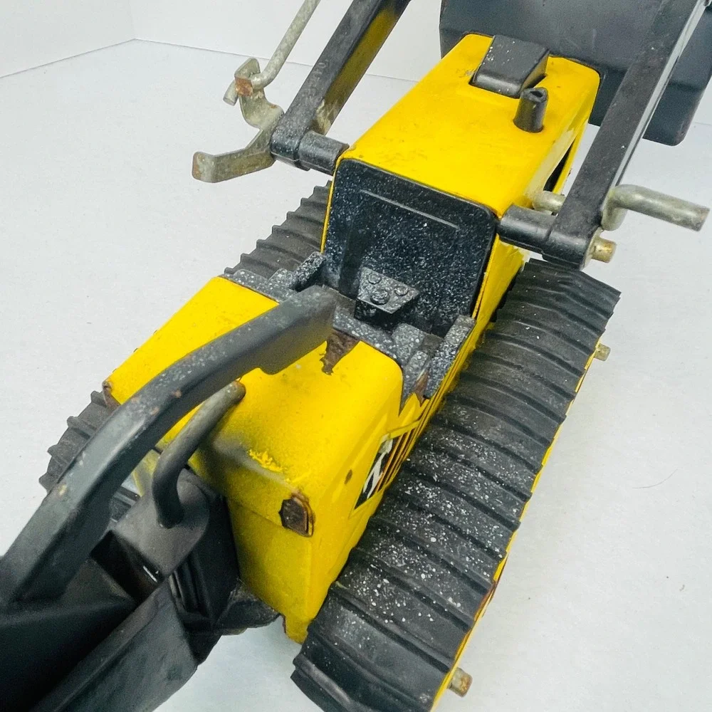 Vintage Tonka Pressed Steel Backhoe Loader Crawler Yellow Black Construction Toy